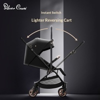 Poussette bébé pliable légère en alliage d'aluminium réversible, quatre roues avec amortissement indépendant, capacité 25 kg