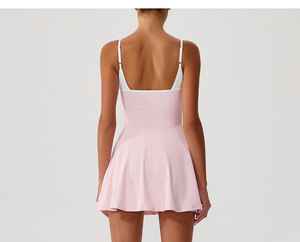Couleur bloquant une pièce robe de Tennis sangle réglable robe de Tennis à l'épreuve des squats robe de Tennis contrôle du ventre pour les femmes - Product Image 6