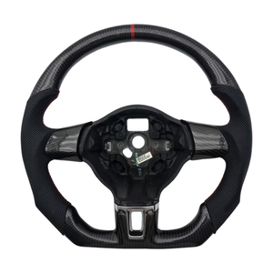 Vente en gros à bas <span class=keywords><strong>prix</strong></span> Volant en fibre de carbone en cuir perforé pour Volkswagen <span class=keywords><strong>Golf</strong></span> 6 Volant de voiture - Product Image 1