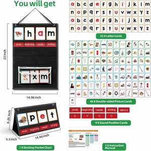 Classroom Desktop Pocket Chart CVC Word <b>Builder</b>, Kids Phonics Learning Toy for Preschool Learn Reading CVC CVCC CCVC Words - Product Image 6