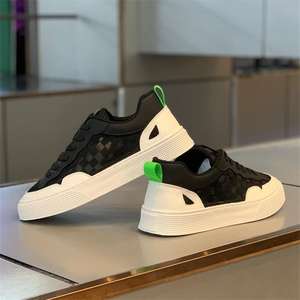 Chaussures pour hommes - 2025 Nouvelle tendance, baskets à lacets en cuir véritable respirantes à rayures multicolores, hiver/printemps/été/automne - Product Image 3