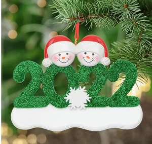 Ornamento personalizado de muñeco de nieve para la familia de <span class=keywords><strong>los</strong></span> 2, ornamento de Navidad personalizado con 2022 de fecha, decoración familiar para niños y niñas - Product Image 2