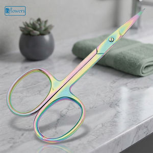 Ciseaux de manucure en acier inoxydable avec lame droite et incurvée pour le soin des ongles, outils de beauté, poignée ronde, design durable - Product Image 2
