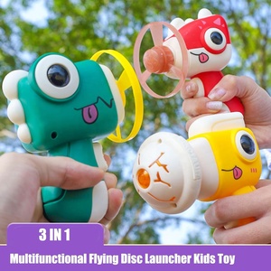 Ngoài trời bay đồ chơi khủng long 3 trong 1 Flying Disc Gyro Launcher đồ chơi trẻ em sáng đĩa bay quay Tops tung ra Gun Set - Product Image 4