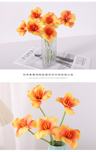 D106 <span class=keywords><strong>Blanco</strong></span> Amarillo Seda artificial Flores de tulipán abiertas Decoración de la boda Flor artificial Tulipán - Product Image 5
