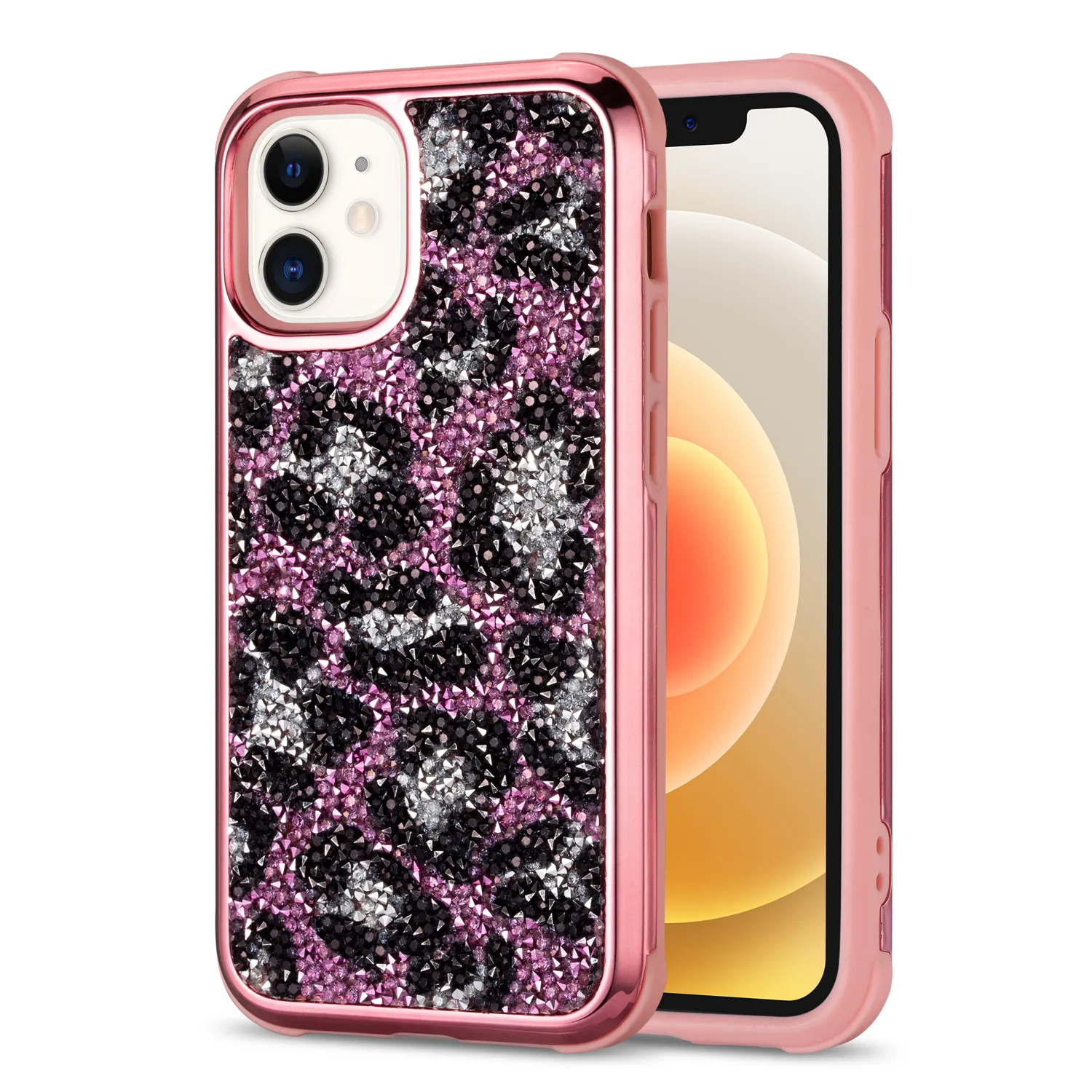 Lüks Bling Glitter leopar IPhone için kılıf 13 12 11 Pro Max koruma kapağı IPhone kılıfları X XR XS Max 7 8 artı Coque funda