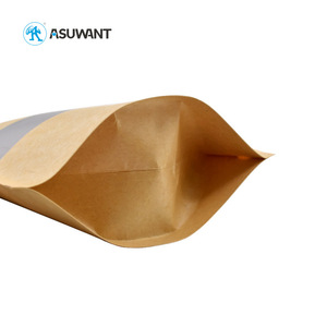 Stand Up Zipper Brown <span class=keywords><strong>Kraft</strong></span> papier Wieder versch ließbarer Druck verschluss Heiß siegel bare Lebensmittel lagerung Doypack Verpackungs beutel Tasche mit klarem Fenster - Product Image 6