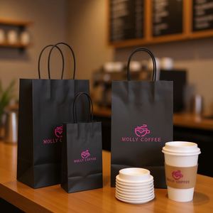 Bolsa de Papel Ecológica Personalizada para Compras, Bolsa de Regalo de Papel Kraft Biodegradable, Venta al por Mayor Directa de Fábrica con Asa para Comercio Minorista - Product Image 1