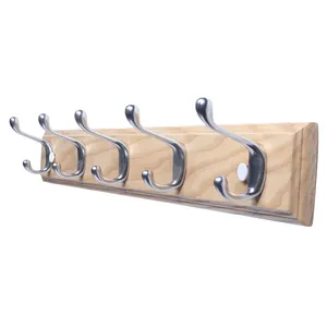 5 Hooks Rustic Home Decor Wood Standing Storage Wooden Hanger Wall Hooks Mounted Coat Rack