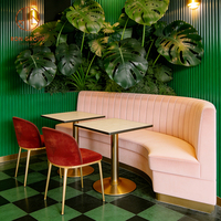 Juego de Muebles para Cafetería o Restaurante, Sillas y Mesa Redondas de Mármol, Asientos de Cabina