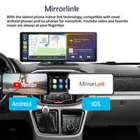 Pantalla Carplay Universal Portátil de 10.26 Pulgadas con 270 °   Cámara Giratoria con Resolución 4k+1080p, Conexión Inalámbrica Carplay y Android Auto, y GPS