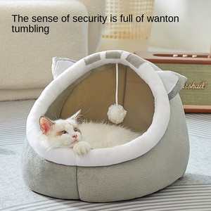 Influencer-style Cat <b>Bed</b> <b>Nest</b> All-Season Semi-Enclosed Removable Washable Winter-Warm Indoor Use Pet House - Product Image 4