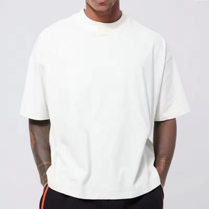 Camiseta Blanca de Moda Urbana para Hombre, Cuello Redondo, Manga Corta, Corte Holgado, Algodón, Informal, Básica - Product Image 1