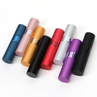 Flacon de parfum en aluminium rechargeable de 8 ml et 10 ml, personnalisé en gros, avec atomiseur en verre et pompe pour parfum