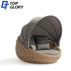 TG hồ bơi ngoài trời bên khách sạn Sun Lounger thiết kế hiện đại Vòng ngu gục với tán wicker mây nóng bán cho vườn sử dụng - Product Image 4