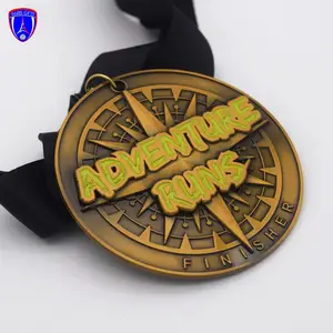 Benutzer definierte Astro labe 3D Run Medaille Metall Soft Emaille Abenteuer läuft Finisher Medaille mit antiken Vergoldung