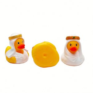 Pato de juguete flotante chirriante de plástico de 6 cm, estilo exótico, amarillo, con patrón de Oriente Medio - Product Image 4
