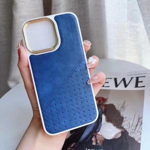 Funda de teléfono de cuero PU de color puro con protector galvanizado compatible con iPhone 11 12 13 14 15 16 Pro Max y para <span class=keywords><strong>Samsu</strong></span> - Product Image 2