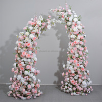 L-FRA Nouvelle conception de haute qualité, chemin de table floral en soie rose, arche florale, vert, blanc, rouge, bleu, rose, décoration de mariage, chemins de table floraux