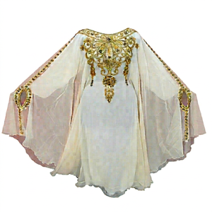 Robe Abaya Légère en Polyester pour Femmes du Moyen-Orient, Modeste, Perlée à la Main, Longueur Ras du Sol, Coupe Ample, Idéale pour les Soirées et Toutes Occasions - Product Image 1