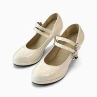 Chaussures Mary Jane pour femmes en cuir verni à double bride et talon carré, personnalisables avec logo, faible MOQ, vente en gros pour usage décontracté – Fabrication OEM/ODM