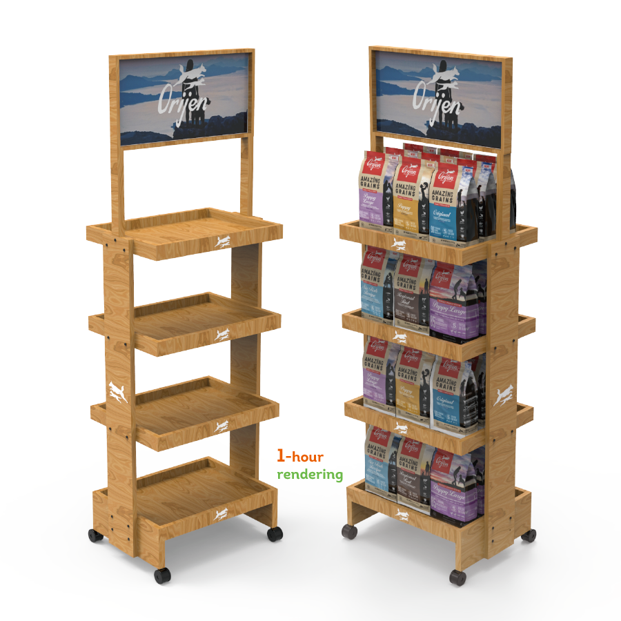 Apache Customized Wood Modern Pet Food Display Stand with Foldable Design and Quick Installation for Supermarket Shelves