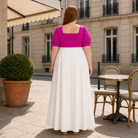 Robe longue empire à manches courtes sur mesure en gros pour grandes tailles