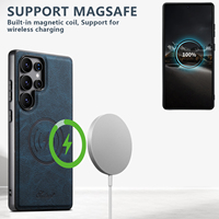 Coque de téléphone SUTENI pour Samsung S26 Ultra avec chargement magnétique sans fil, texture litchi, toucher givré, en similicuir de luxe pour S25 Plus S24