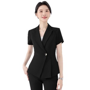 Women's Summer Suit Set Short Sleeve Professional Office Wear Anti-Wrinkle Formal <b>Work</b> Uniform for Sales Managers - Product Image 5