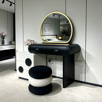 Table de toilette moderne et durable sur mesure pour chambre à coucher avec miroir éclairé, cadre en bois massif et panneau écologique