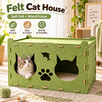 Maison pour chat en feutre et bois, abri intérieur pour animaux de compagnie, lit pour chat durable avec plateforme de repos supérieure, OEM personnalisé, vente en gros