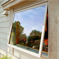 Fenêtres d'auvent en aluminium à double vitrage teintées pour porte d'entrée de maison personnalisée Australian Standard à coupure thermique