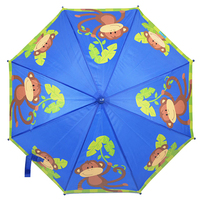 19*8K Design classique Parapluie droit pour enfants Ouverture manuelle Pongé en plastique avec dessin animé bon marché Singe enfant Walmart