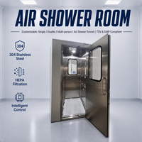 Douche d'air pour salle blanche conforme aux normes GMP avec double porte automatique en acier inoxydable pour les usines de biotechnologie et de transformation alimentaire
