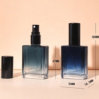 Flacon pulvérisateur vide en verre de 15 ml, carré plat dégradé, portable, avec bouchon, pour huiles essentielles et cosmétiques, vente en gros