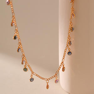 गर्म बिक्री बोहो शैली कॉपर 18k सोने की महिला के एले रचनात्मक एनमेल श्रृंखला आंख प्रकार की पेलेंट चेन - Product Image 4