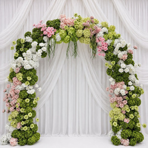 Arche de fleurs artificielles HK-UFA014 pour mariage, rose et hortensia, décoration de toile de fond, support d'arche fleurie, verdure pour rose - Product Image 5