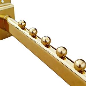 Porte-vêtements mural doré brillant avec 6 crochets ronds <span class=keywords><strong>pour</strong></span> présentation en magasin - Product Image 2