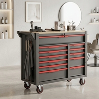 Chariot d'atelier robuste avec tiroirs verrouillables en acier thermolaqué, idéal pour salon de coiffure, OEM/ODM, établi roulant de rangement