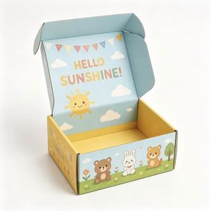 FX Custom Four-Color Printed UV Foldable Cartoon Corrugated Mailer Box Cute Animal Pattern Gift Shipping Package for Kids Party - Product Image 2