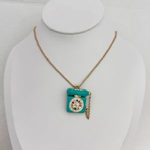 <span class=keywords><strong>Collier</strong></span> pendentif téléphone vintage SongYi, émail coloré, charme de téléphone rétro mignon, chaîne de cou pour femmes - Product Image 3