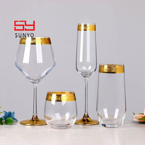Copas de Vino SUNYO Hechas a Mano con Cristal sin Plomo, Diseño Personalizado, Borde Plateado y Dorado, para Beber Agua y Whisky - Product Image 3