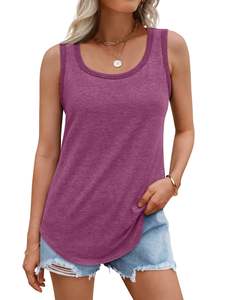 Spandex/ropa de mujer de algodón para mujer suelta Fit Casual Flowy Tank Tops cuello redondo moda sin mangas verano Tops ropa fuera - Product Image 3