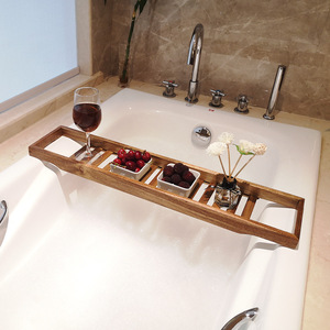 Bandeja de bambú antideslizante para bañera con soporte para taza y soporte para teléfono - Product Image 2