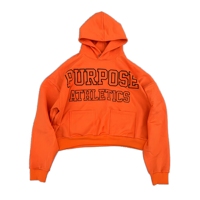 Sweat-shirt à capuche court unisexe en molleton surdimensionné Purpose Athletics Orange avec logo frontal et poche, idéal pour l'automne