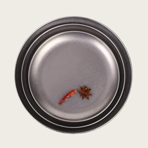 Bandeja redonda de acero inoxidable 304 de 7 pulgadas pulida mate, cargador de comedor Retro, plato, restaurante, vajilla de estilo coreano - Product Image 3