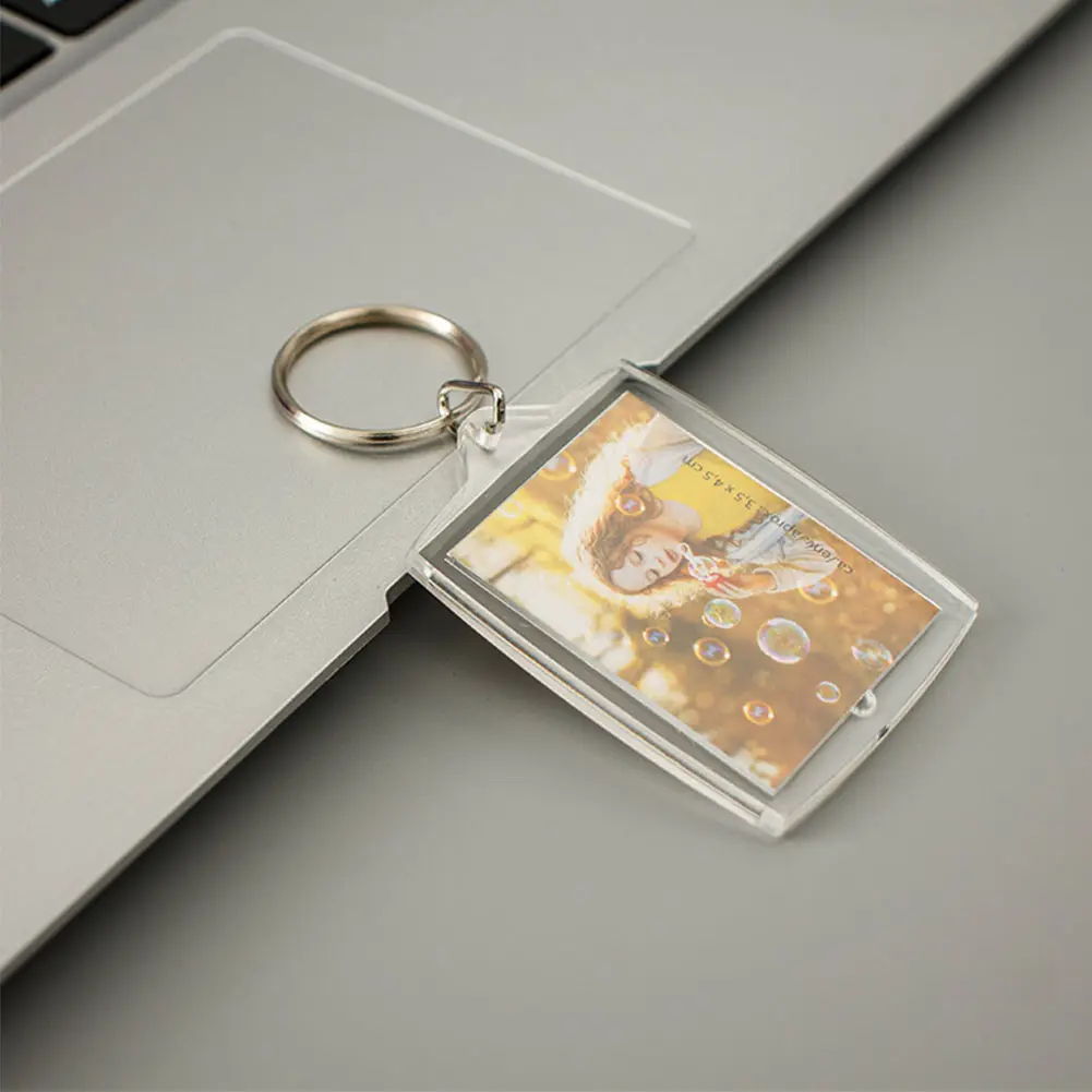 Wholesale Cheap Acrylic Keychain, Custom Hollow Shell Key Ring Transparent Acrylic Keychain Photo Frame Keychain/