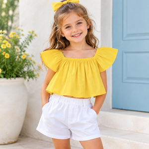 Ensemble short et crop top pour filles, vêtements pour enfants, chemises et pantalons pour bébés filles, vente en gros de Chine - Product Image 3