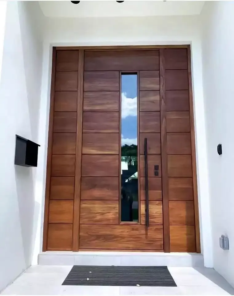 Prettywood XPS Thermal Insulated Big Size Waterproof Solid Wooden Design House Entry Entrance Modern Pivot Front Doors