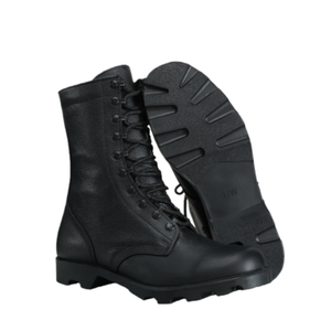 High Quality Granular Cowhide Embossed Pattern Black Full Leather Tactical <b>Boots</b> Outdoor Training <b>Boots</b> Rubber Sole - Product Image 1